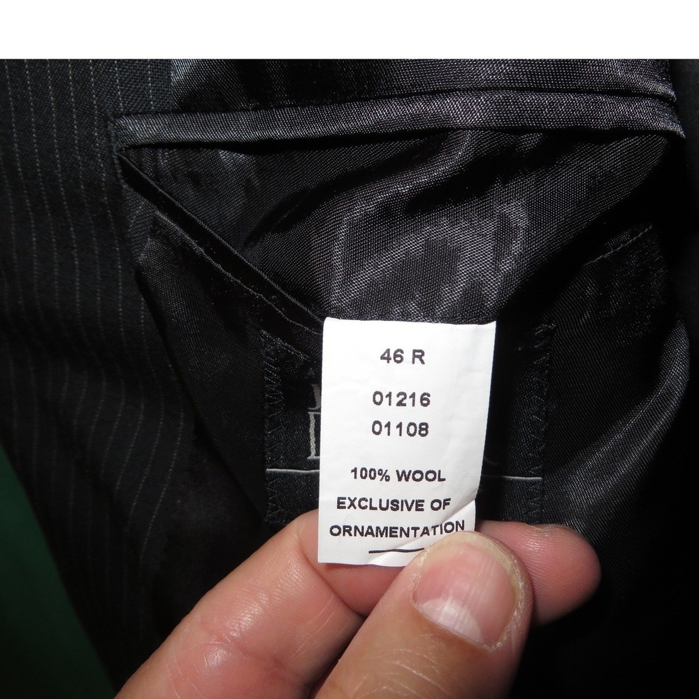 Jos. A. Bank Mens 46R Pinstripe Suit 100% Wool Charcoal Grey 2-Piece 40x26 Pants - Picture 5 of 16